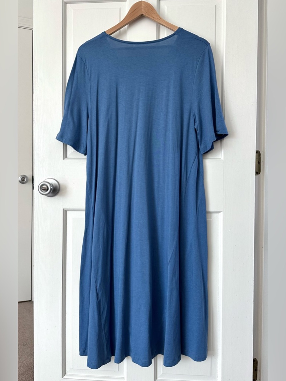 Gudrun Sjoden Short Sleeve Midi Dress Blue Knit Organic Cotton Modal Size L - Picture 3 of 9